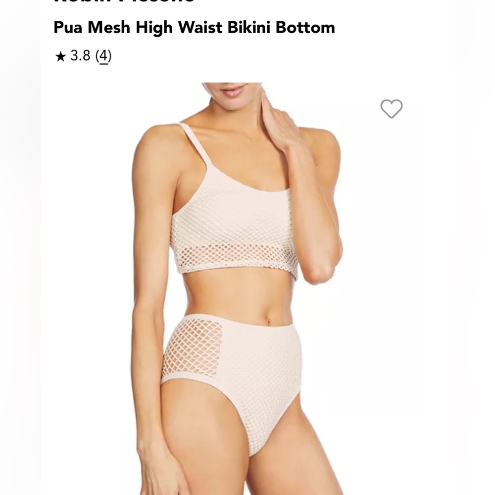 Robin Piccone Pale Pink Mesh High-Waist Bikini Set Bottom